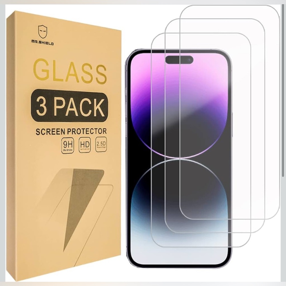 🆕 Mr. shield (3 pack) screen protectors for iPhone 14 Pro